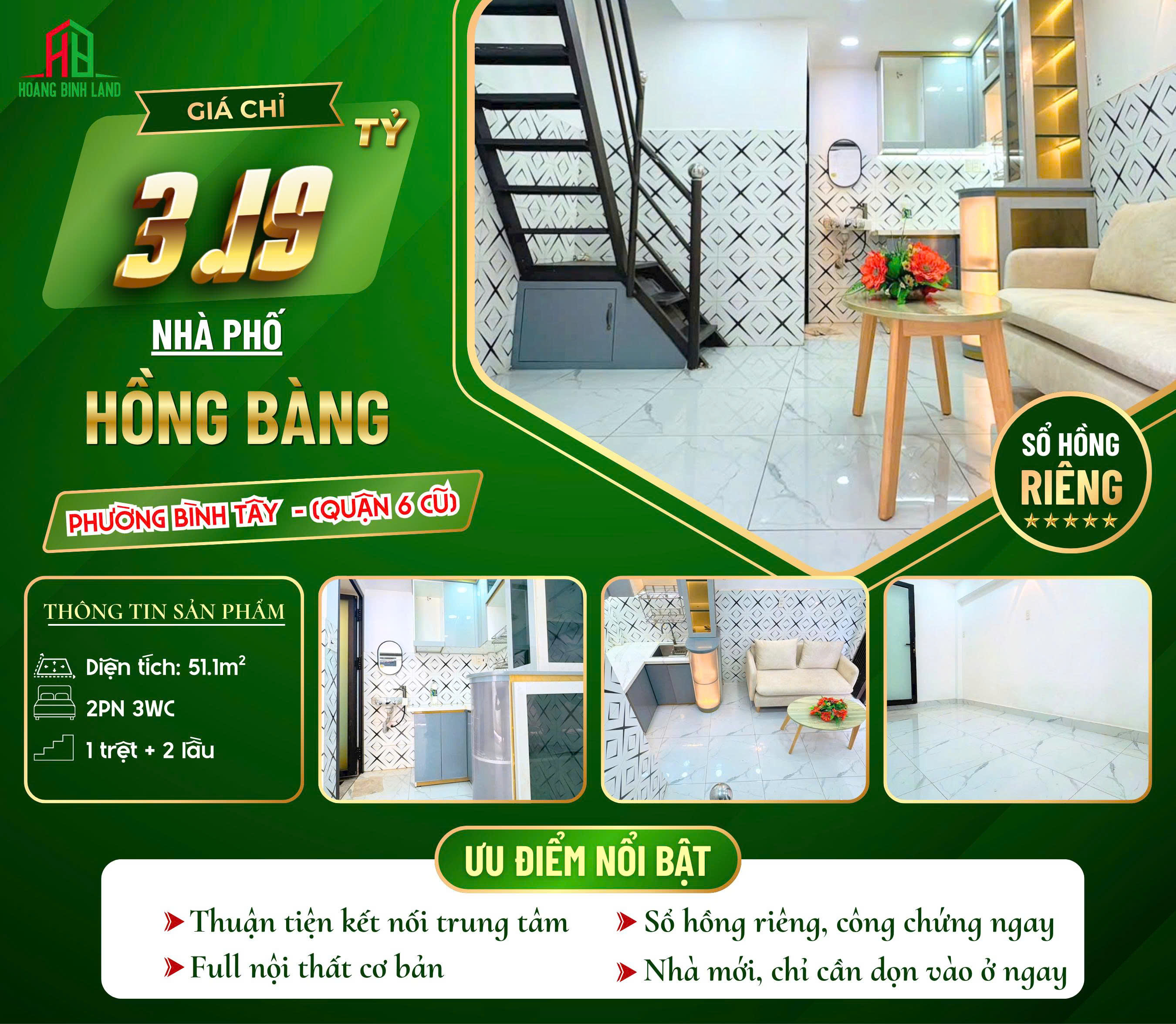 BÁN NHÀ PHỐ HỒNG BÀNG QUẬN 6 – CHỈ 3,19 TỶ ĐỒNG