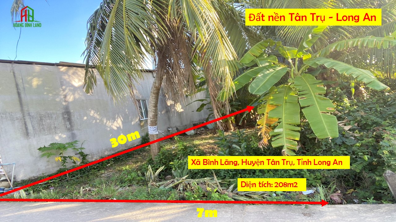 BÁN LÔ 208M2 TẠI BÌNH LÃNG, TÂN TRỤ