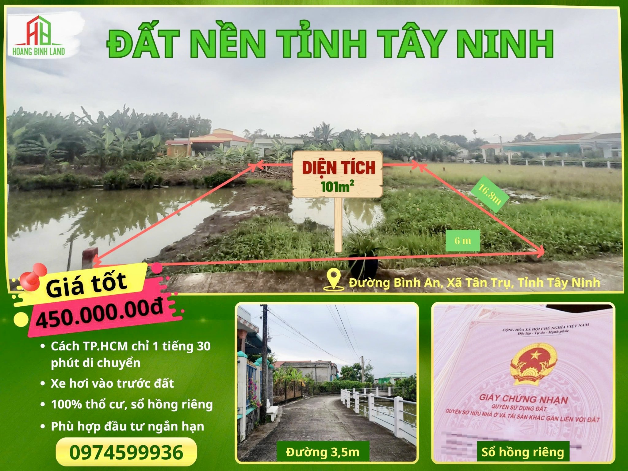ĐẤT THỔ CƯ TẠI TỈNH TÂY NINH - GIÁ CHỈ TỪ 450 TRIỆU